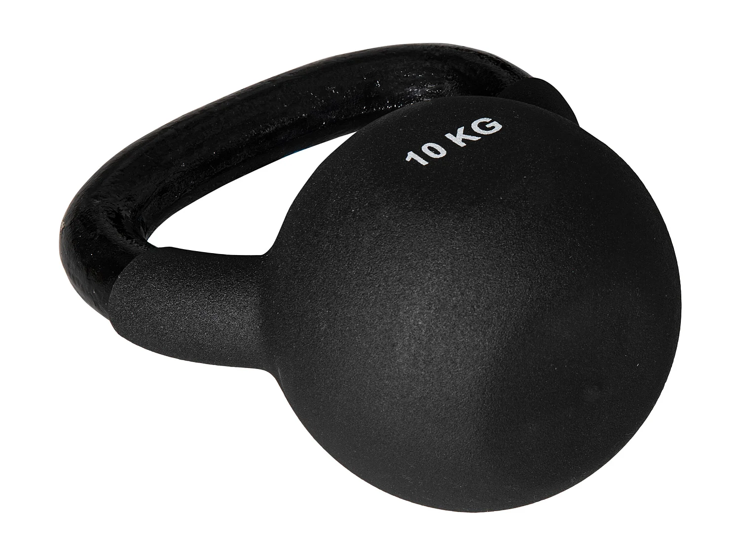 10 kg gietijzeren kettlebell met neopreen coating, zwart (19x12x22 cm)