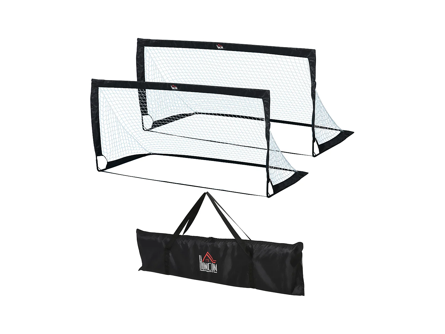 Set de 2 mini buts de football pliables, acier et filet Tetrolon, noir (186x90x89cm)