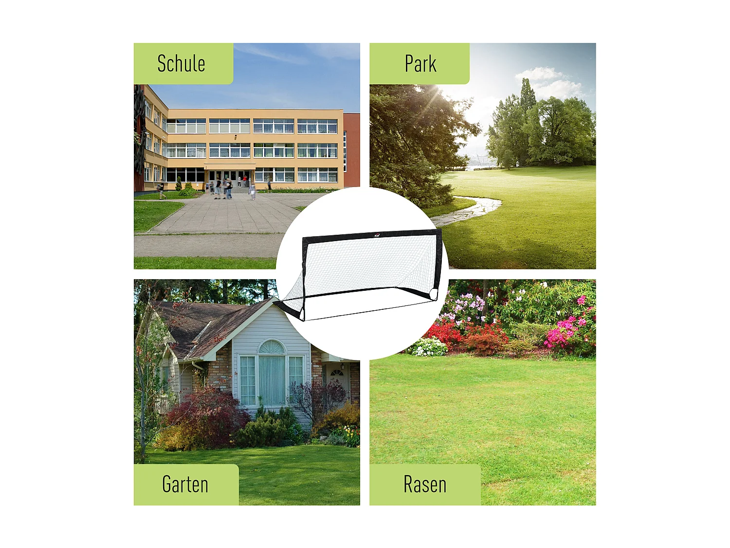 Set de 2 mini buts de football pliables, acier et filet Tetrolon, noir (186x90x89cm)