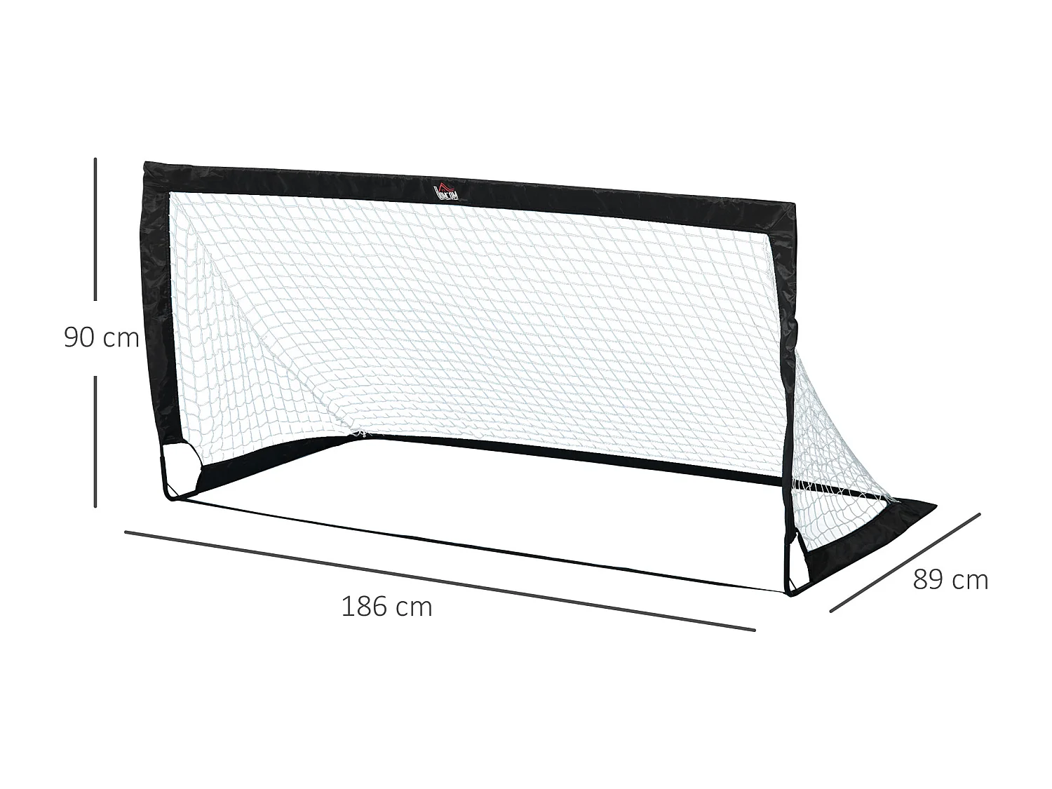 Set de 2 mini buts de football pliables, acier et filet Tetrolon, noir (186x90x89cm)