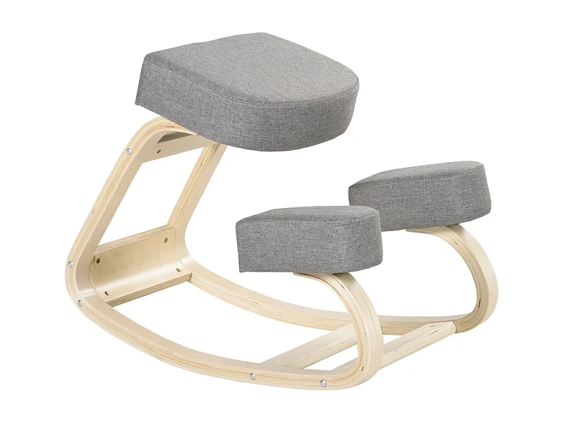 Taburete ergonómico de rodillas, postura saludable, madera de abedul, gris (51x69x58 cm)