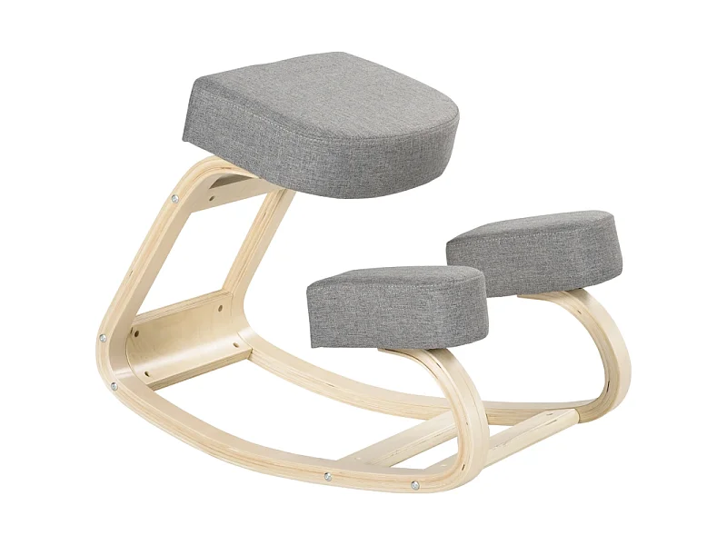 Ergonomische kniekruk, gezonde houding, berkenhout, grijs (51x69x58 cm)