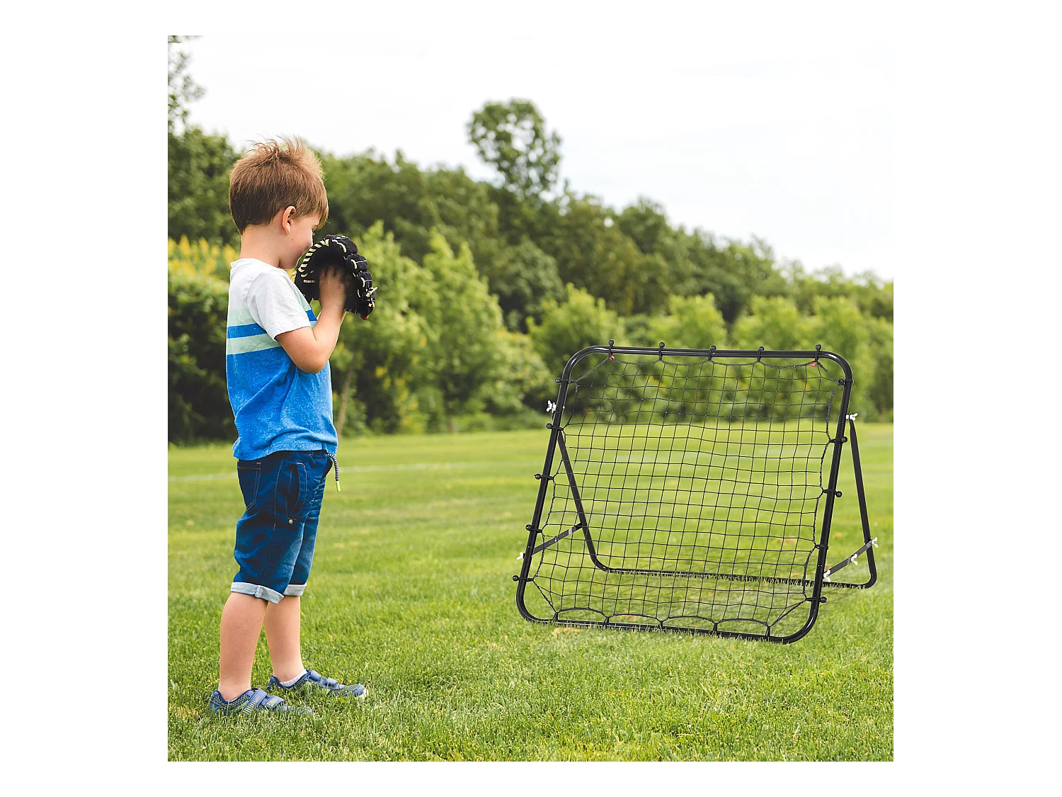 Rebondisseur football réglable, métal, noir (96x80x96 cm)
