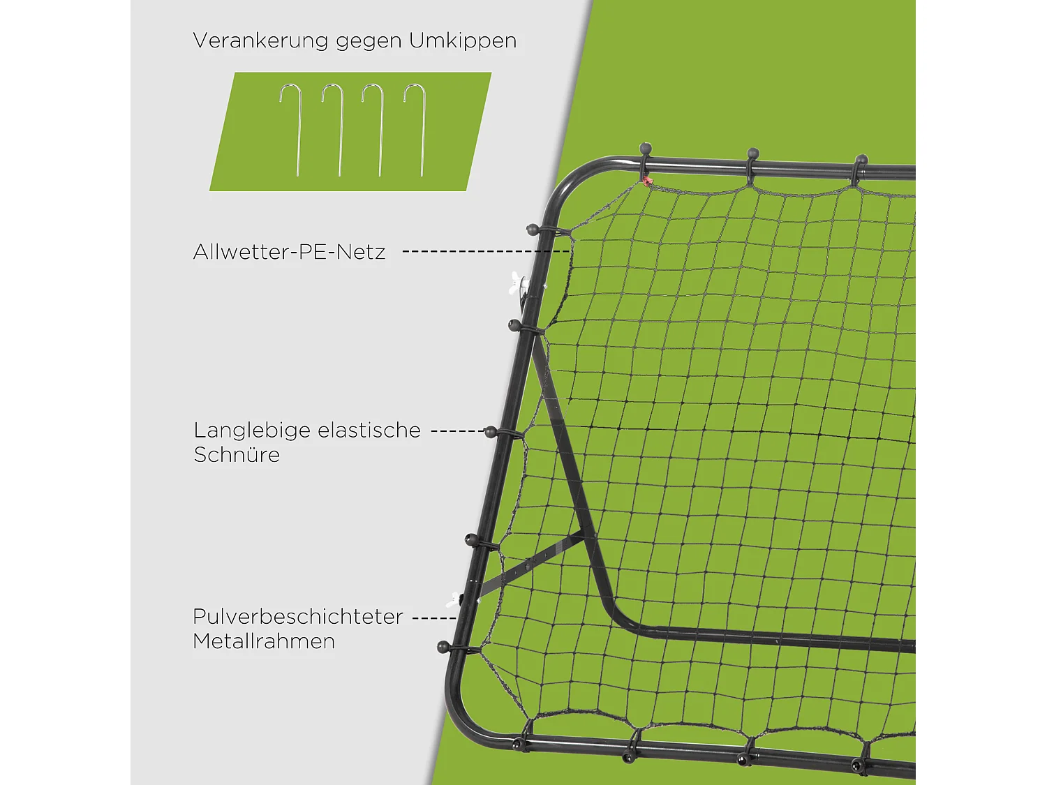 Rebondisseur football réglable, métal, noir (96x80x96 cm)