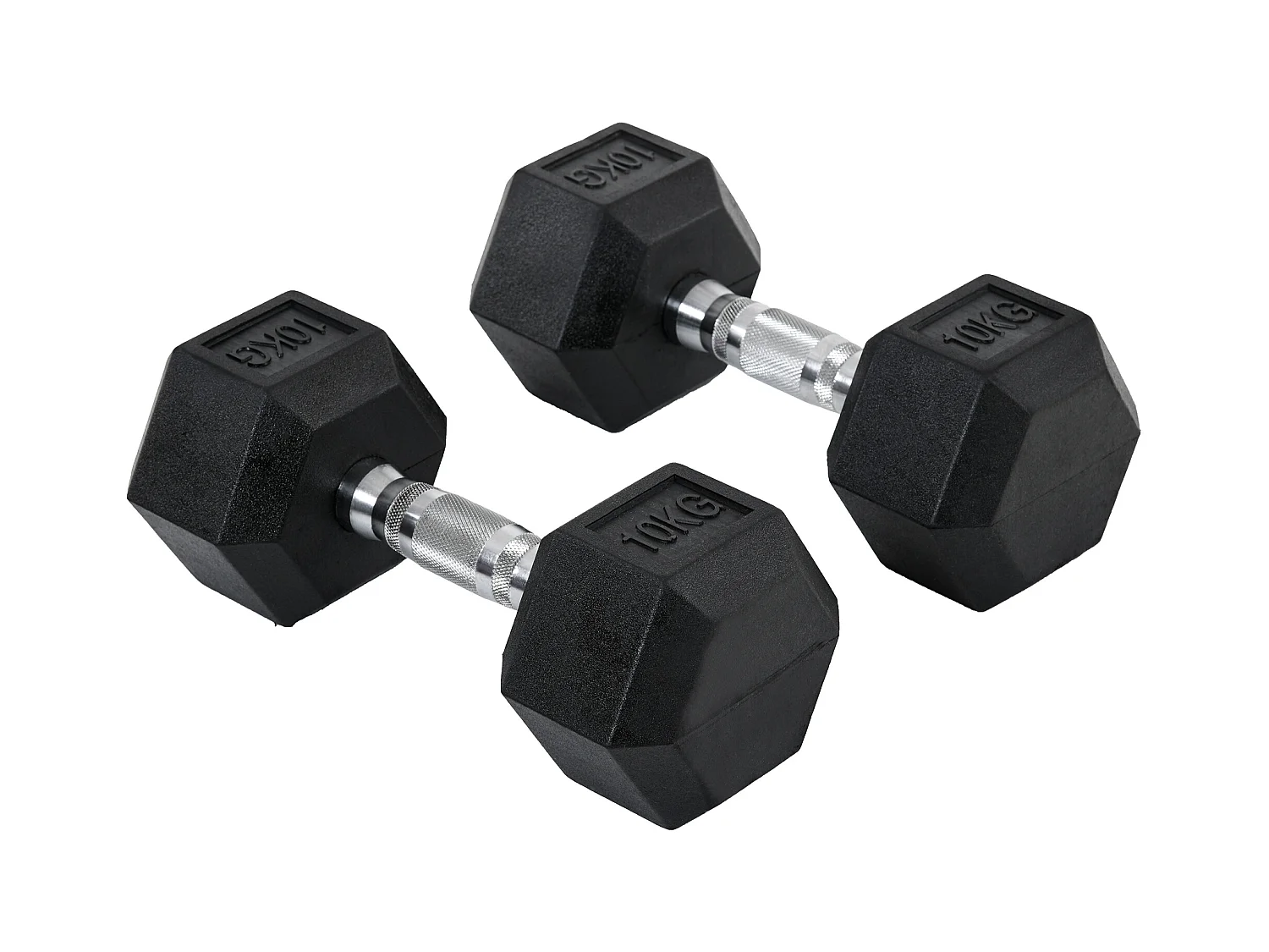mancuernas hexagonales de 10 kg, de hierro fundido con revestimiento de goma, negras (31 x 13,5 x 13,5 cm)