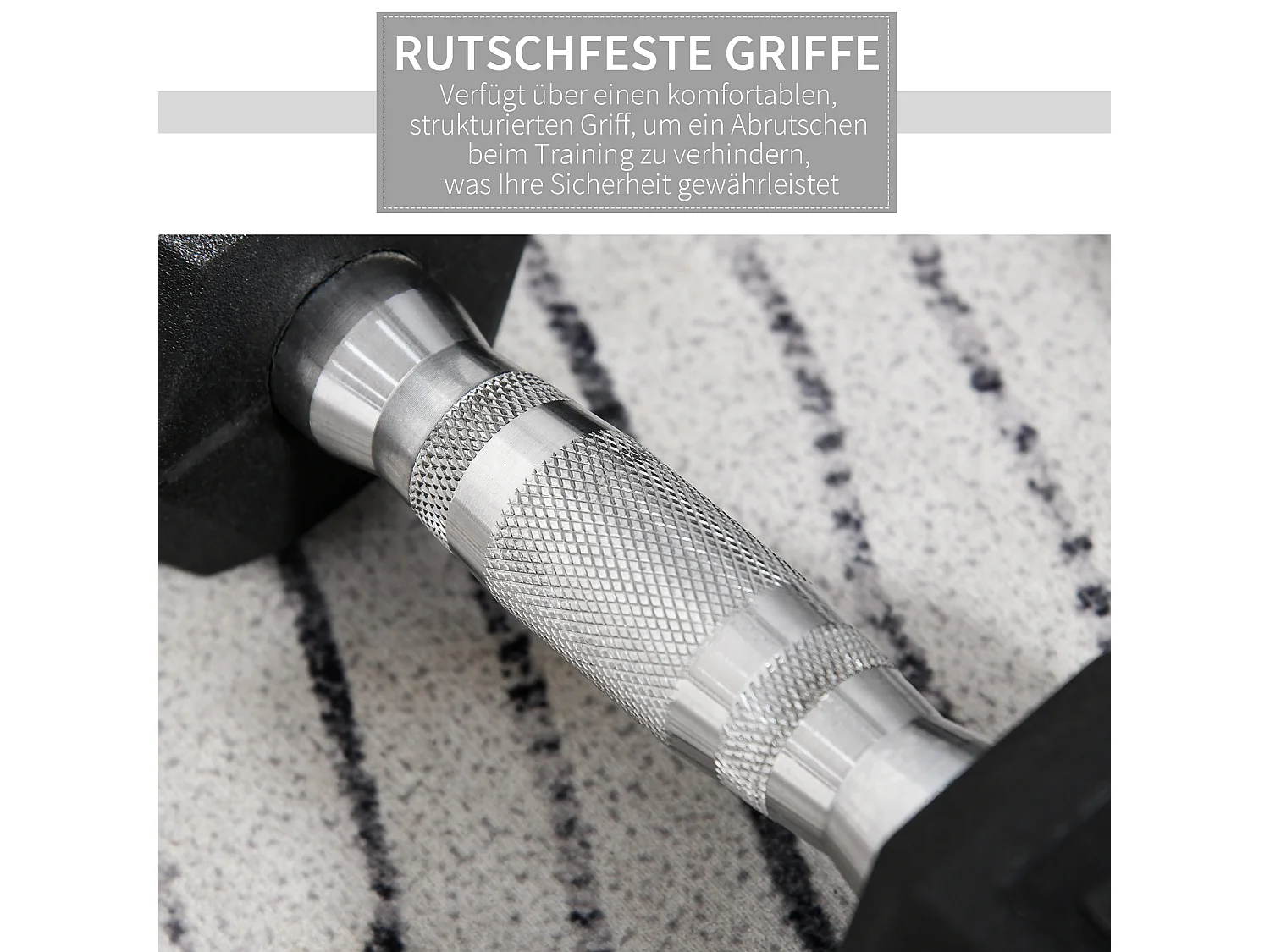 2x10kg zeshoekige halters, gietijzer met rubberen coating, zwart (31x13,5x13,5cm)