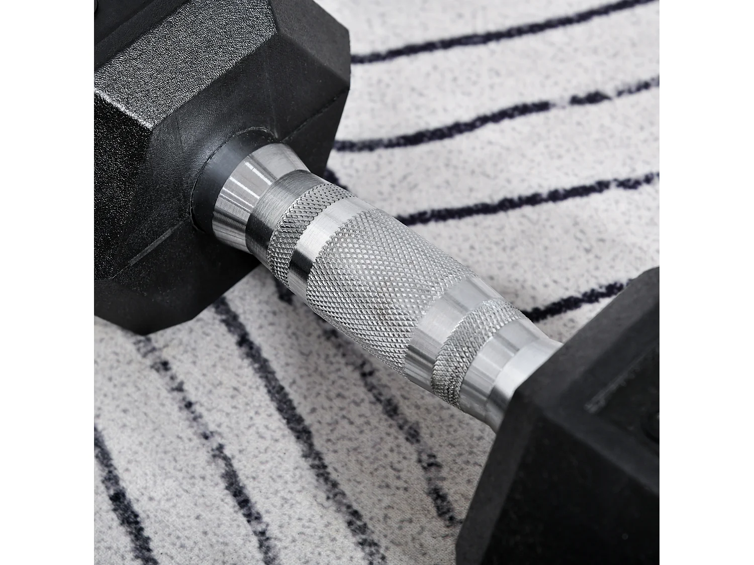 2x10kg zeshoekige halters, gietijzer met rubberen coating, zwart (31x13,5x13,5cm)