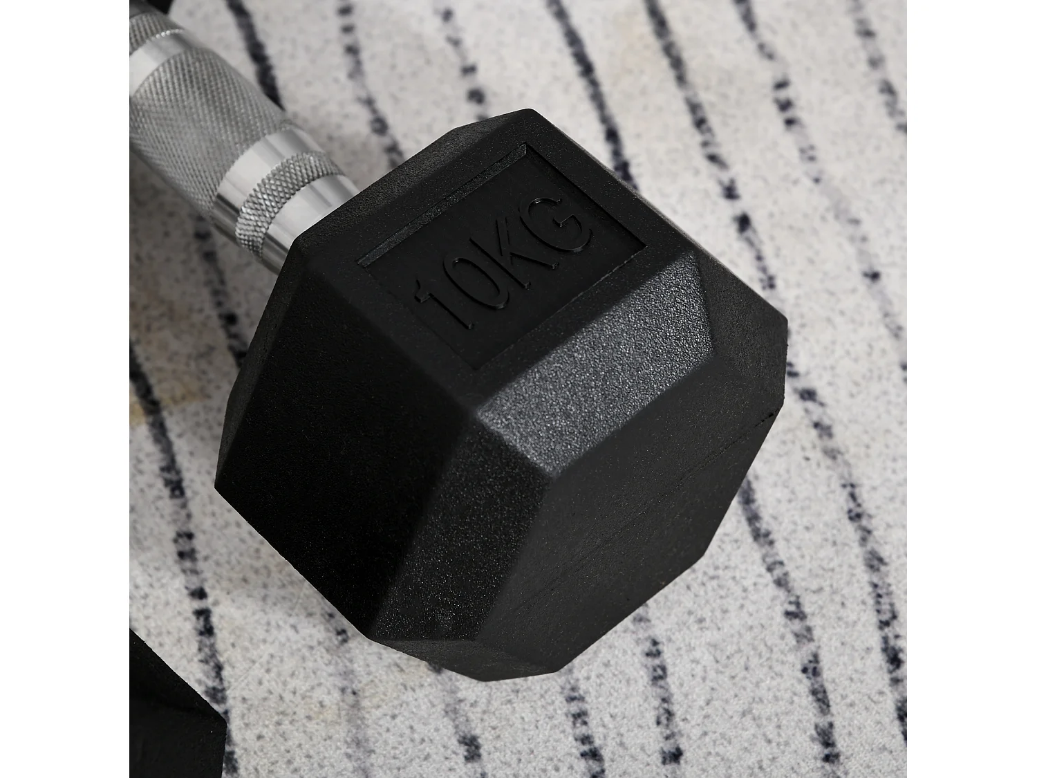 2x10kg zeshoekige halters, gietijzer met rubberen coating, zwart (31x13,5x13,5cm)