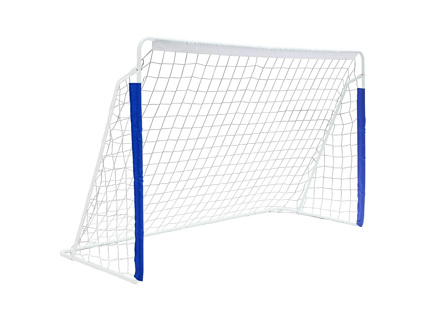 Portería de fútbol plegable portátil con base de metal, red resistente, ideal para entrenamiento en exteriores e interiores, azul (240 x 150 x 90 cm)