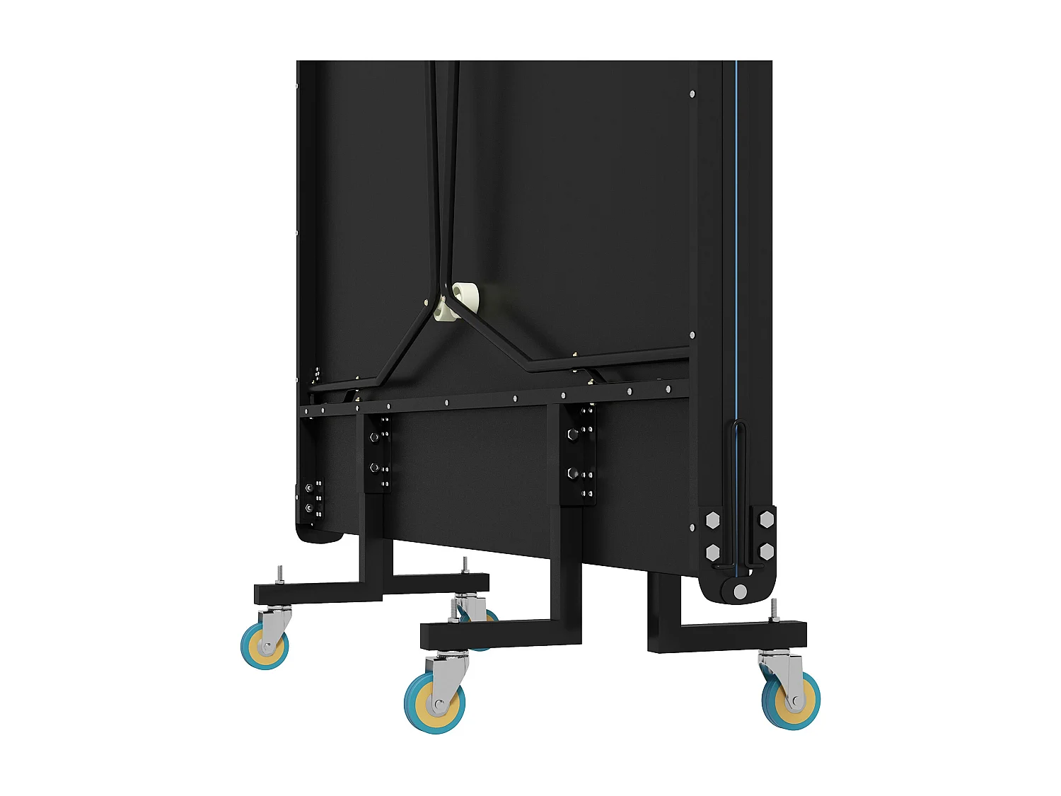 Table de ping-pong extérieure pliable avec filet, roulettes, 2 raquettes et 3 balles, acier et MDF, noir (274x152.5x76 cm)