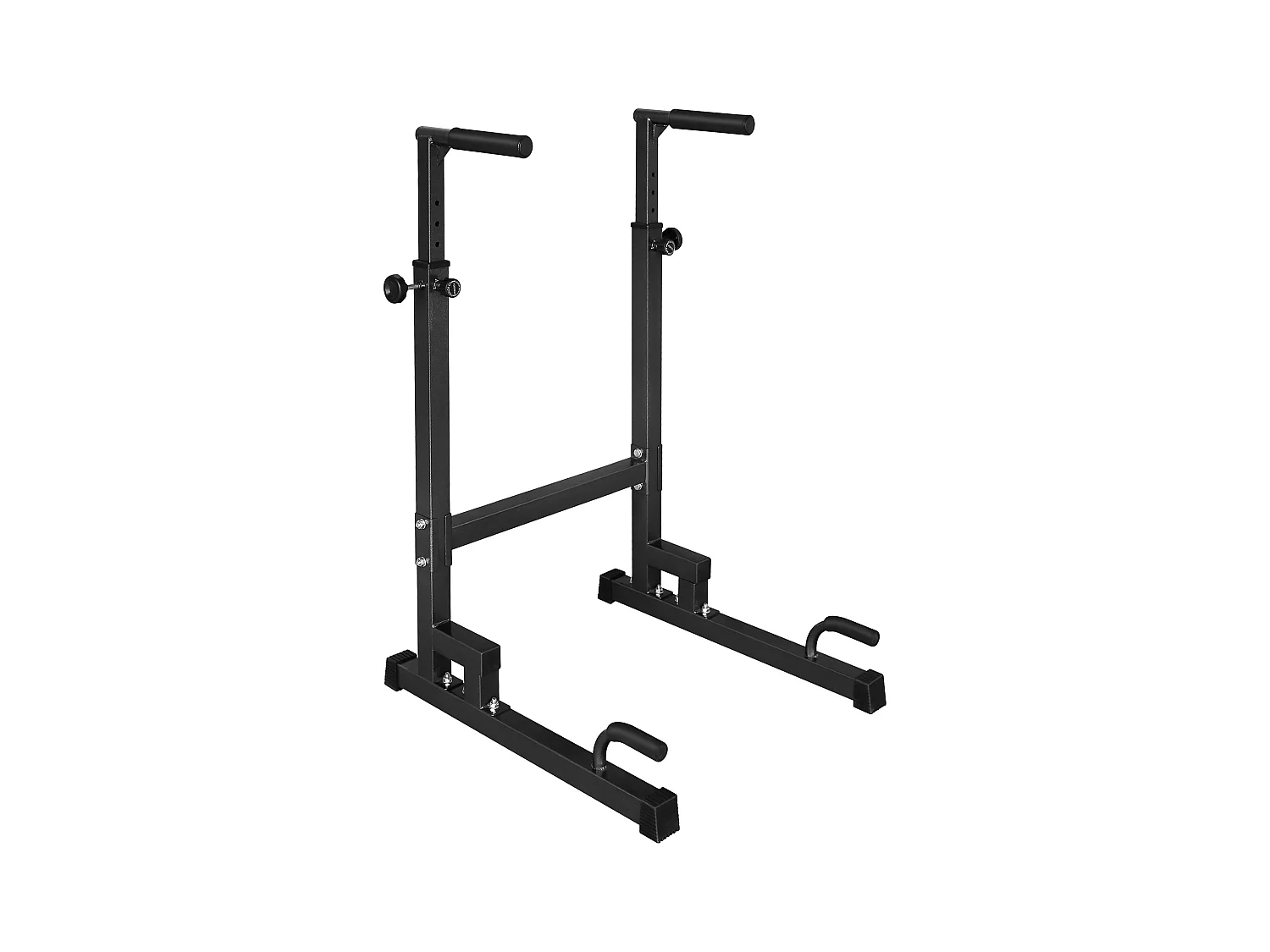 Station de dips réglable en hauteur, barres de dips antidérapantes, acier renforcé, noir (78x70x130 cm)