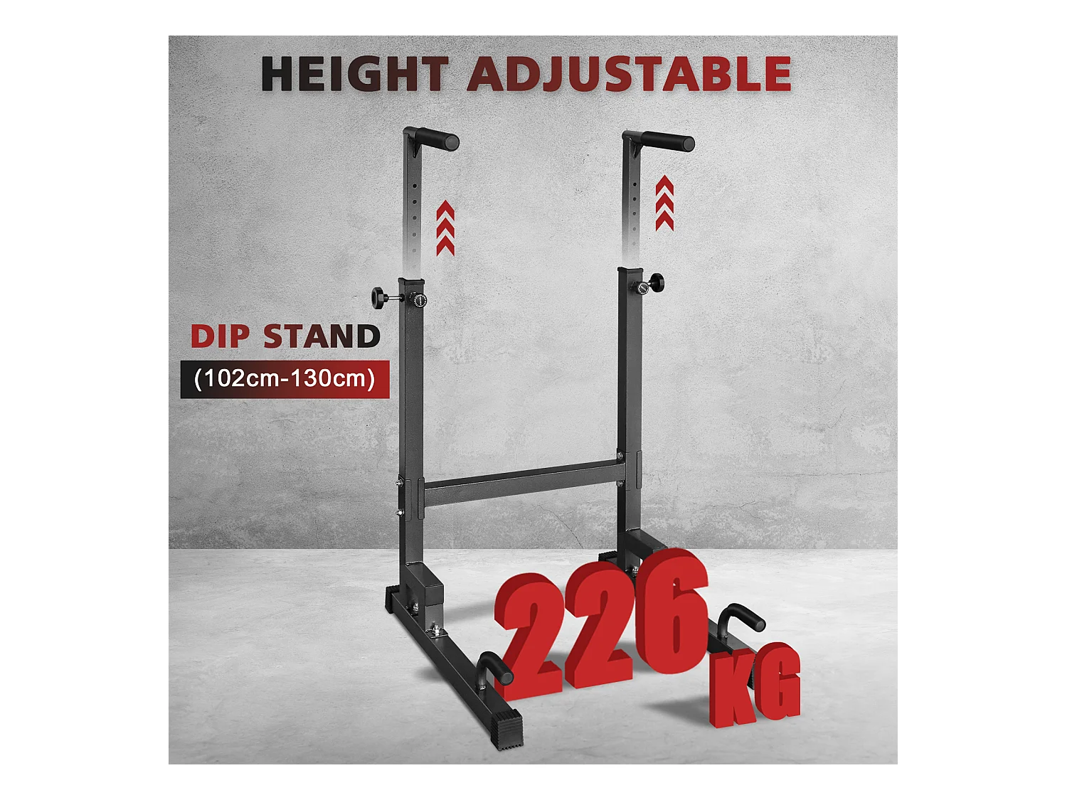 Station de dips réglable en hauteur, barres de dips antidérapantes, acier renforcé, noir (78x70x130 cm)