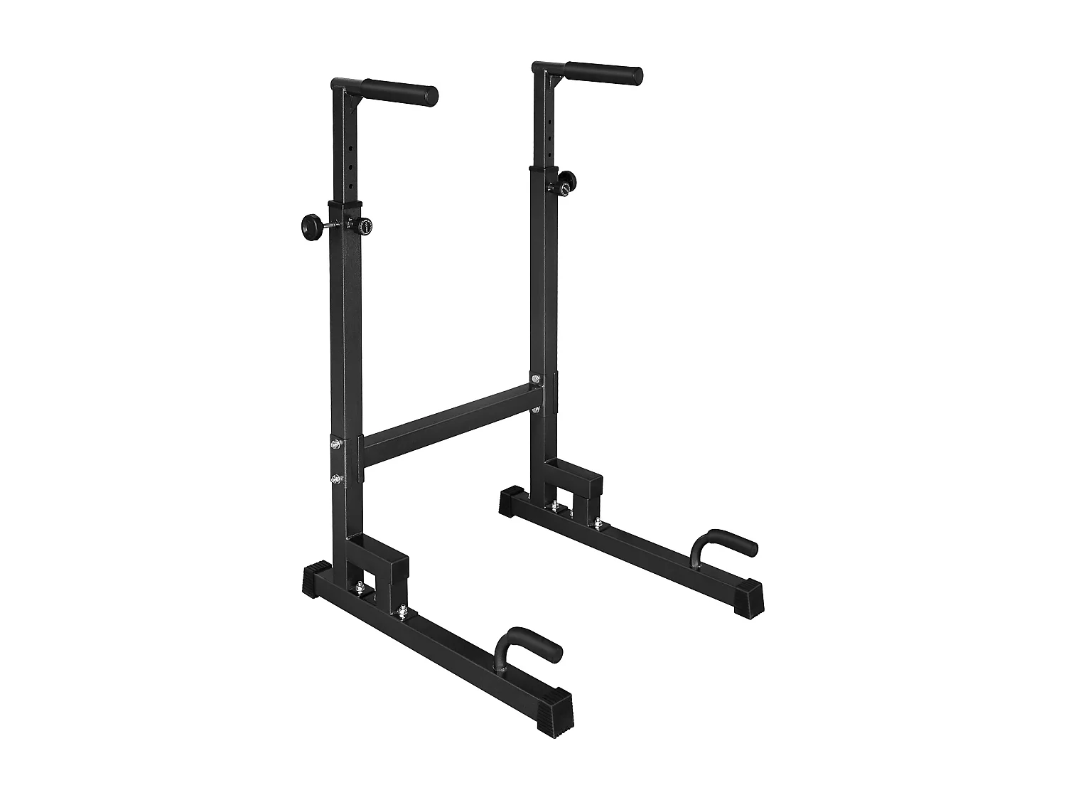 Station de dips réglable en hauteur, barres de dips antidérapantes, acier renforcé, noir (78x70x130 cm)