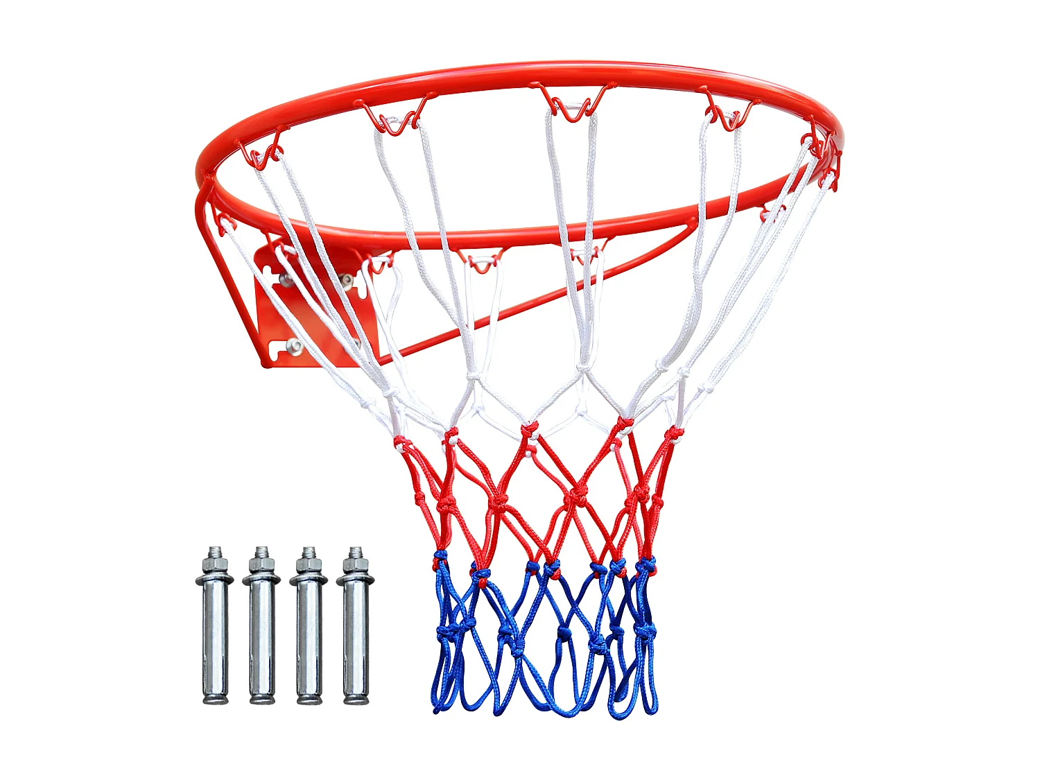 Panier de basket remplacement, montage mural ou porte, acier robuste, filet nylon, rouge (58x50x10 cm)