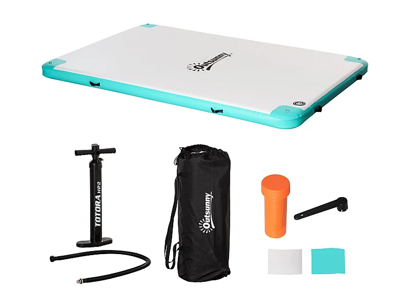 Îlot flottant gonflable, résistance jusqu'à 500 kg, surface antidérapante, plastique, blanc (304x204x15 cm)