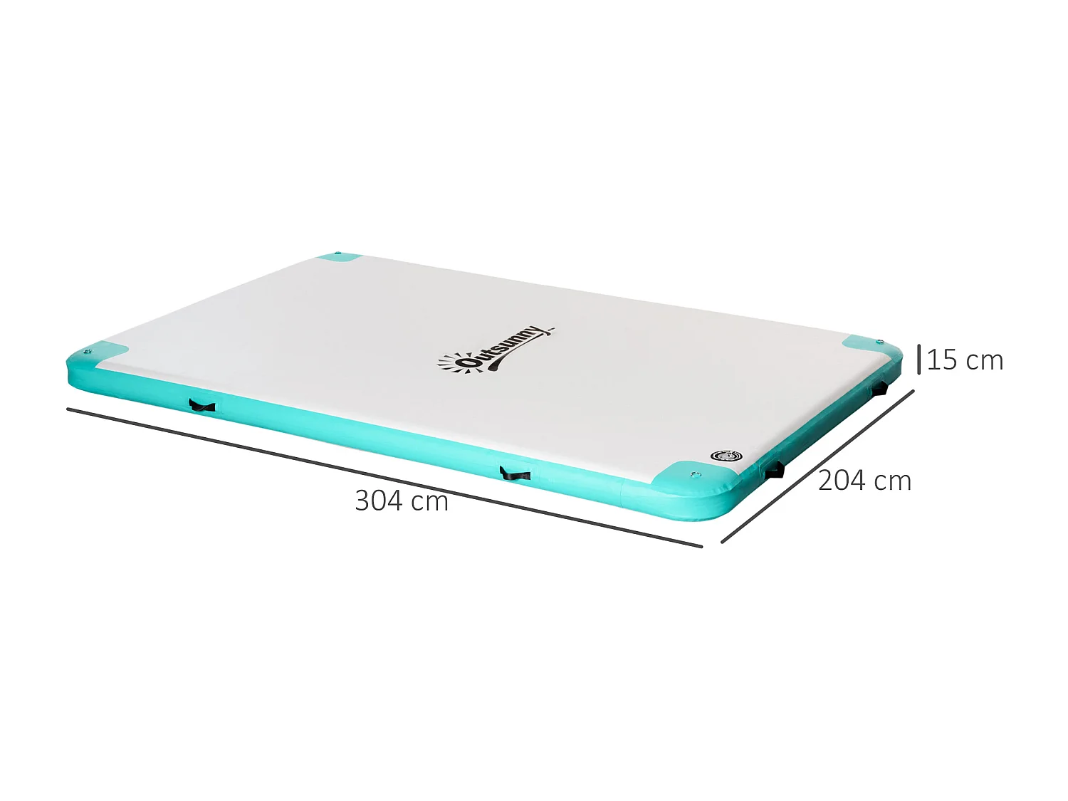 Îlot flottant gonflable, résistance jusqu'à 500 kg, surface antidérapante, plastique, blanc (304x204x15 cm)