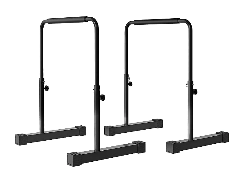 Barres de dips réglables en hauteur, antidérapantes, acier, noir, pour entraînement musculaire (70x50x100 cm)