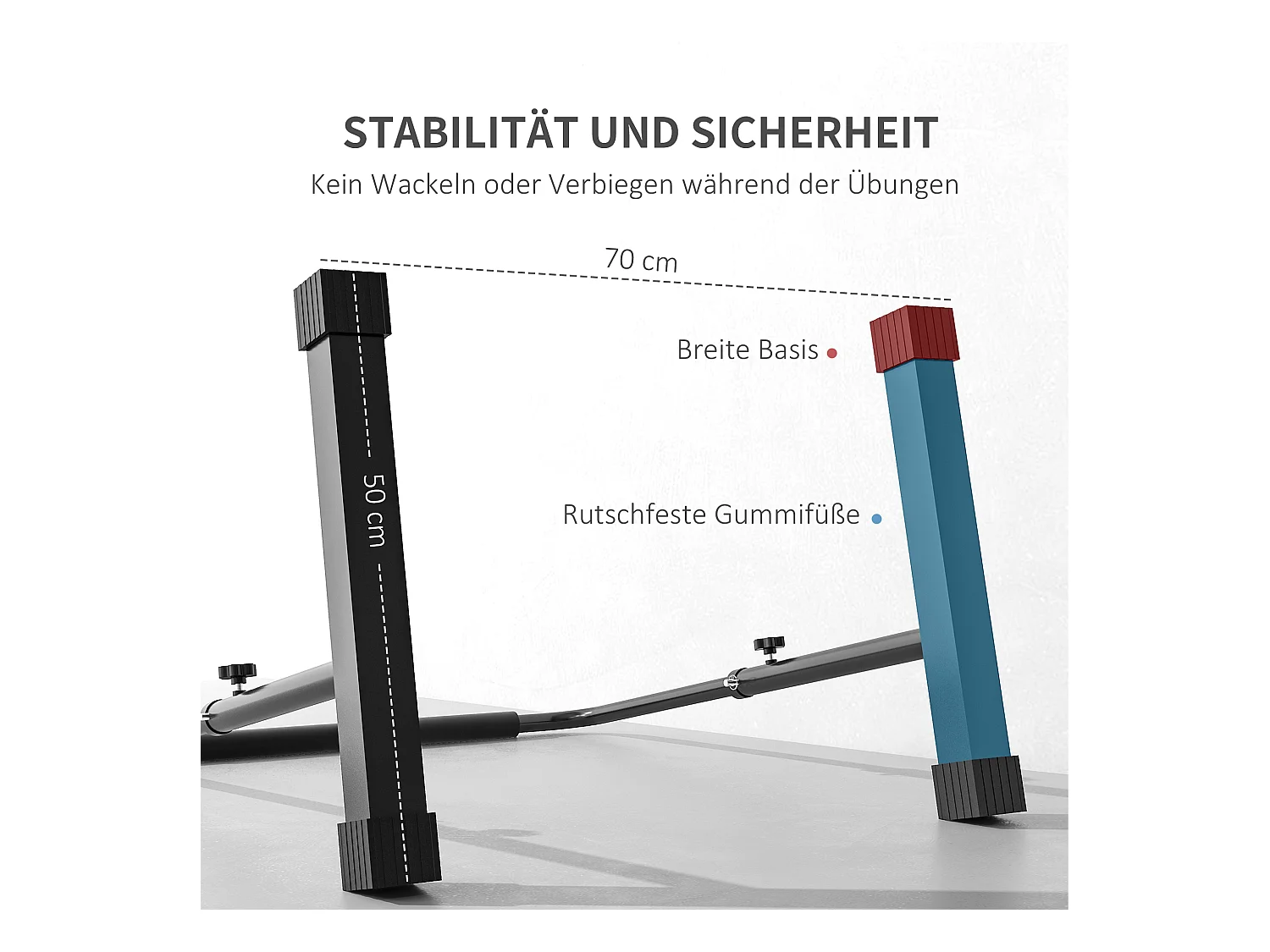 Barres de dips réglables en hauteur, antidérapantes, acier, noir, pour entraînement musculaire (70x50x100 cm)