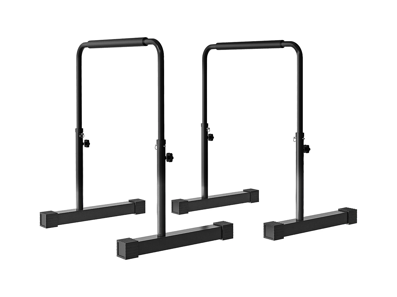 Barras de inmersión de acero, negras, antideslizantes y regulables en altura para entrenamiento muscular (70x50x100 cm)
