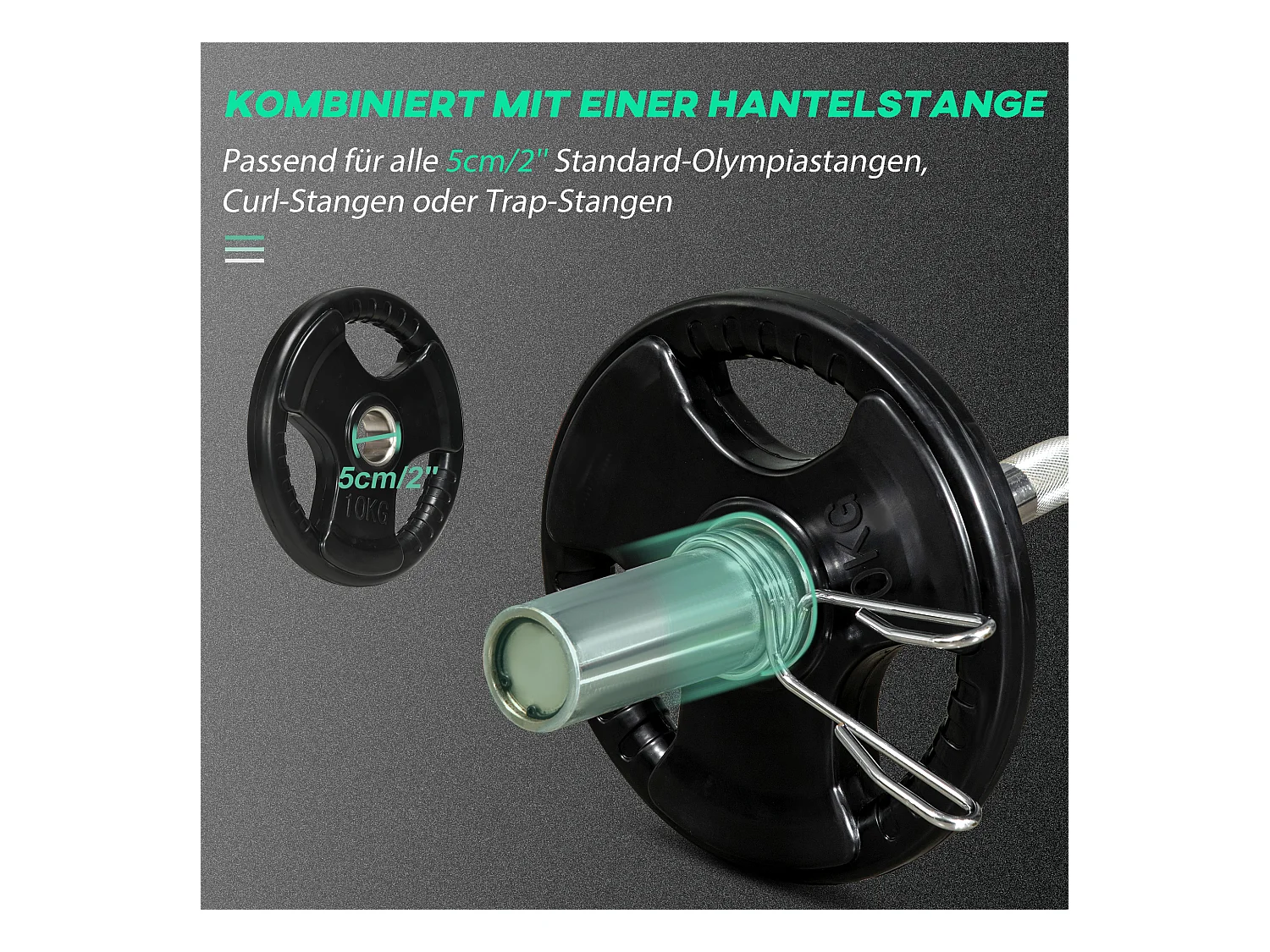 Disques de Haltérophilie 2 x 10 KG, Tri-Grip, Gomme, Acier, Noir (32x32x4 cm)