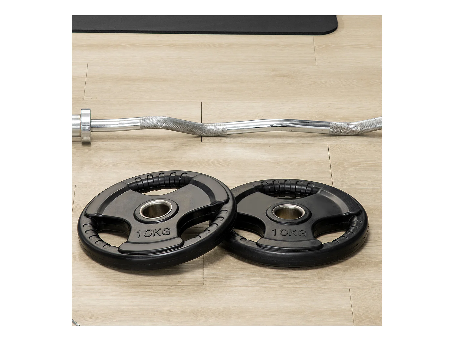 Disques de Haltérophilie 2 x 10 KG, Tri-Grip, Gomme, Acier, Noir (32x32x4 cm)