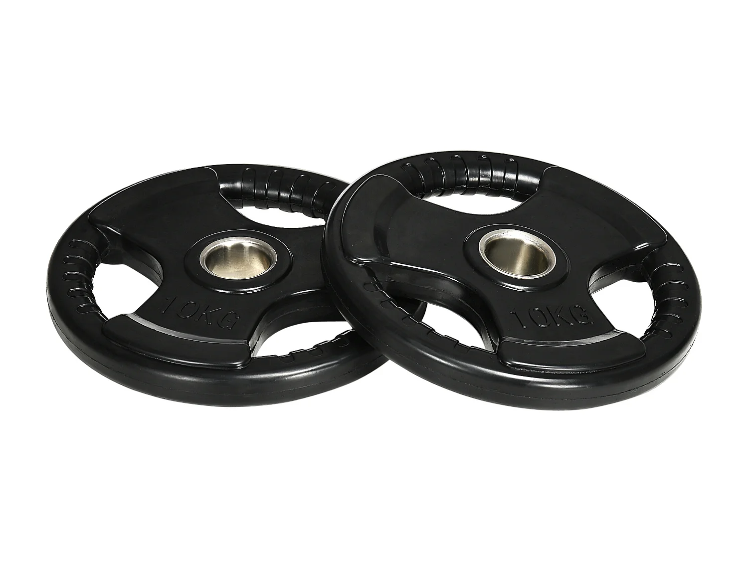 Disques de Haltérophilie 2 x 10 KG, Tri-Grip, Gomme, Acier, Noir (32x32x4 cm)
