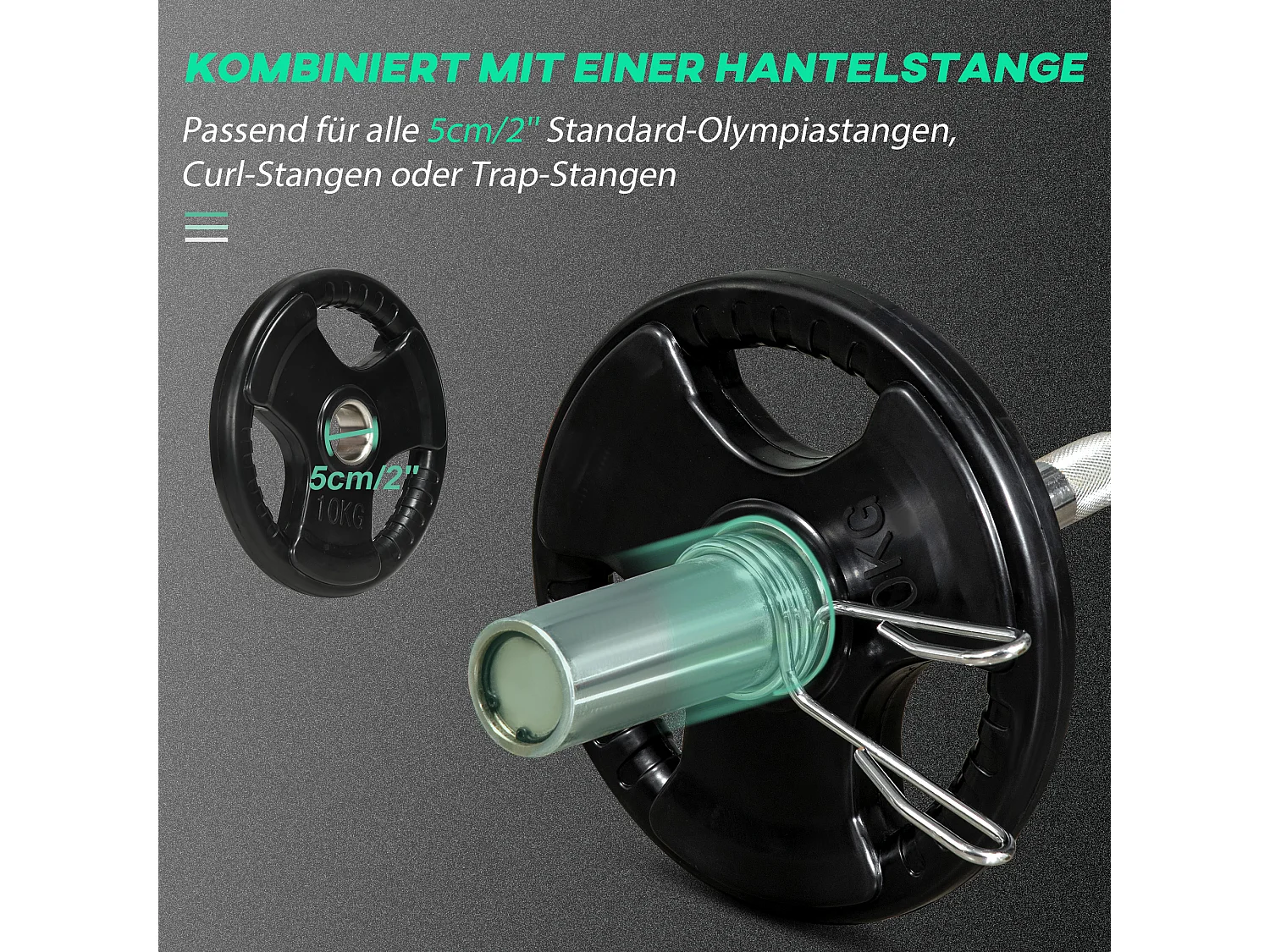 Disques de Haltérophilie 2 x 10 KG, Tri-Grip, Gomme, Acier, Noir (32x32x4 cm)