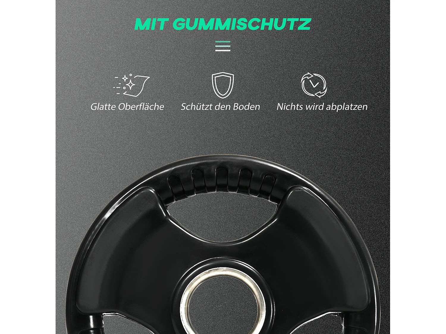 Disques de Haltérophilie 2 x 10 KG, Tri-Grip, Gomme, Acier, Noir (32x32x4 cm)