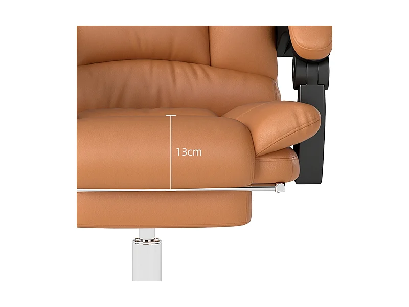 Fauteuil de bureau massant avec chauffage, fonction inclinable, réglable en hauteur, similicuir, marron (64x70x118 cm)