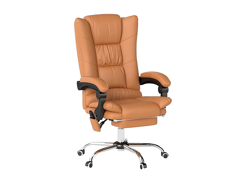 Massage bureaustoel met verwarming, relaxfunctie, in hoogte verstelbaar, kunstleer, bruin (64x70x118 cm)