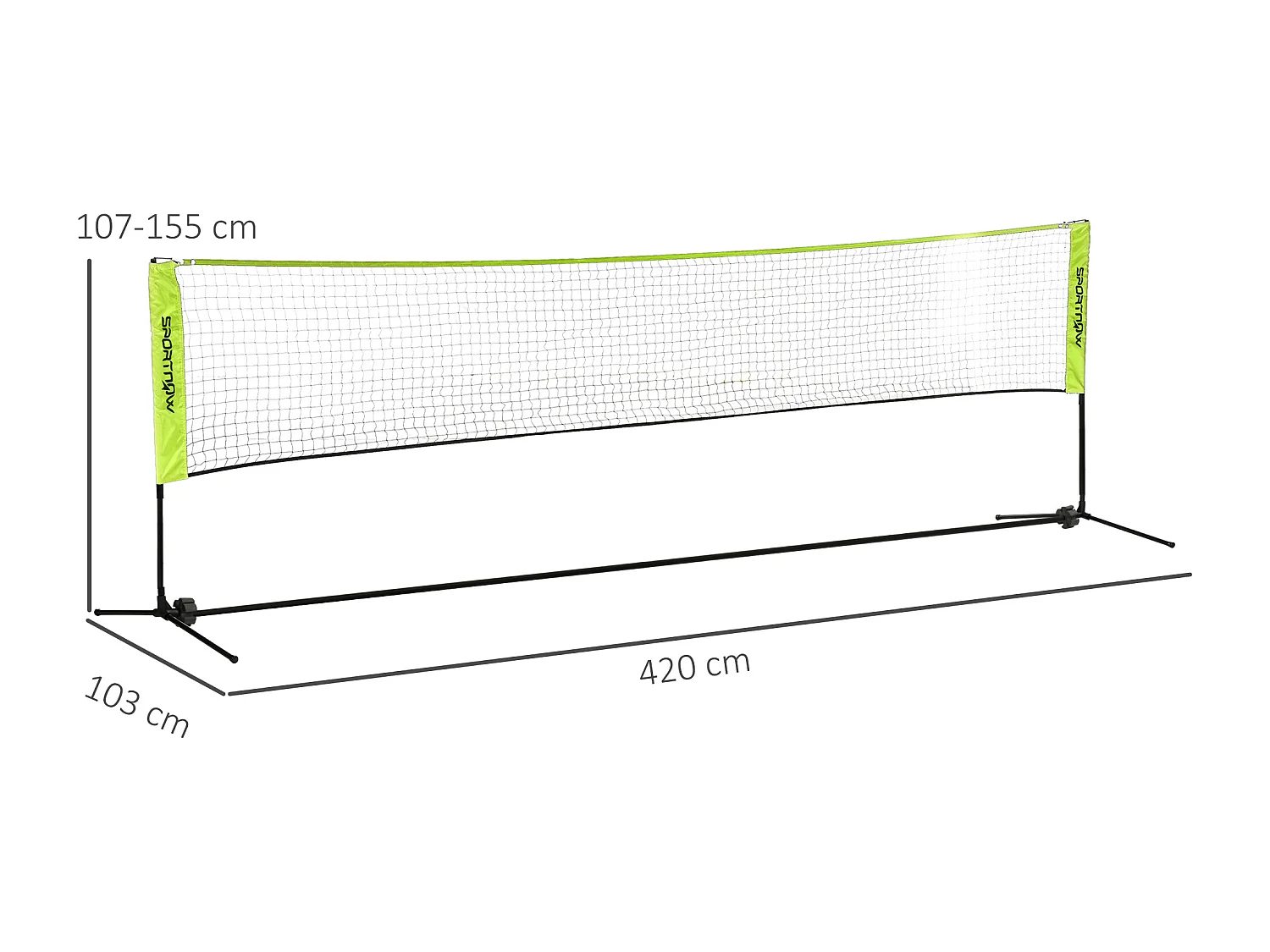 Filet multifonction réglable, métal, vert (420x103x107-155cm)