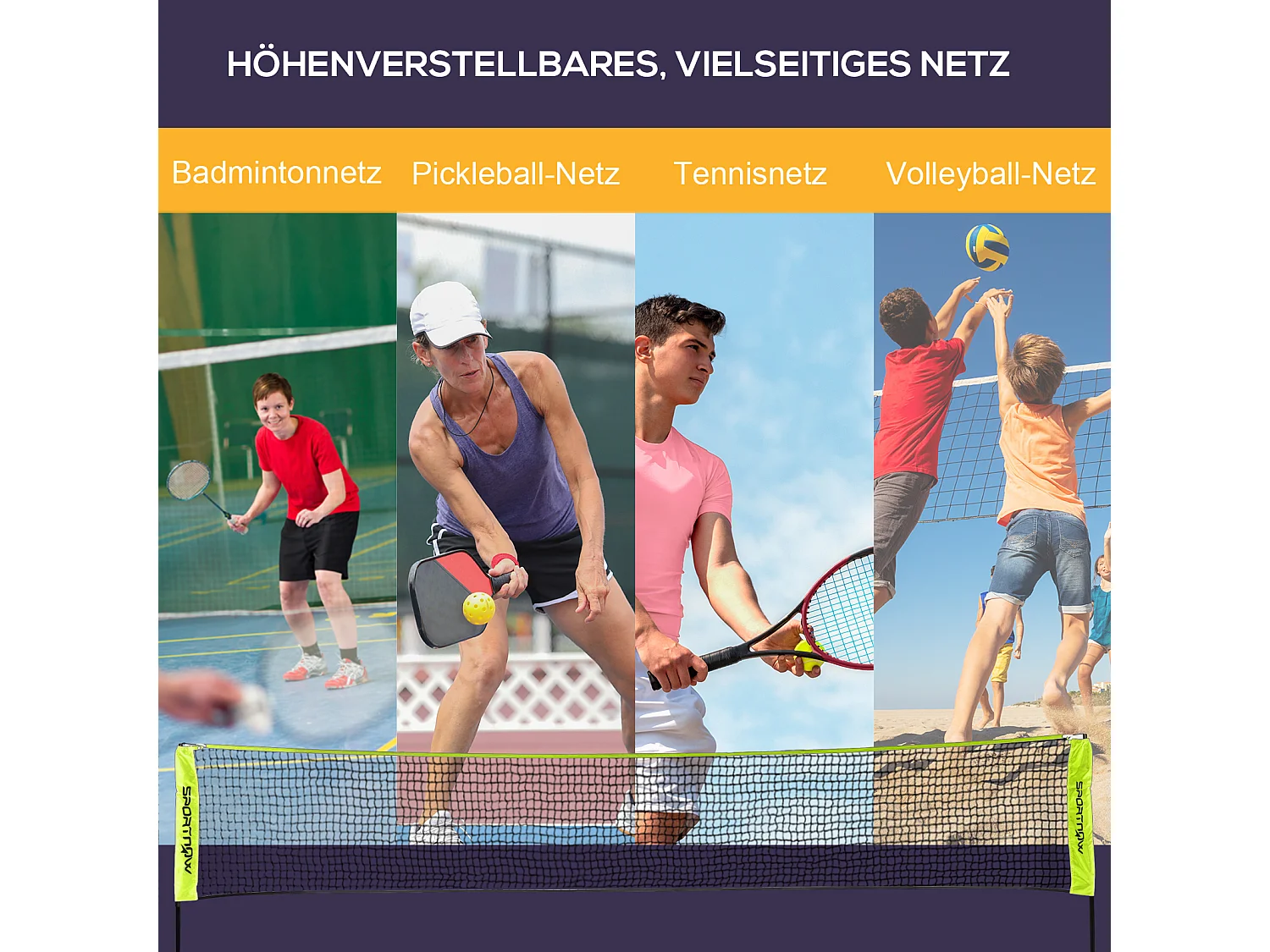 Red multifunción ajustable, metálica, verde (420x103x107-155cm)