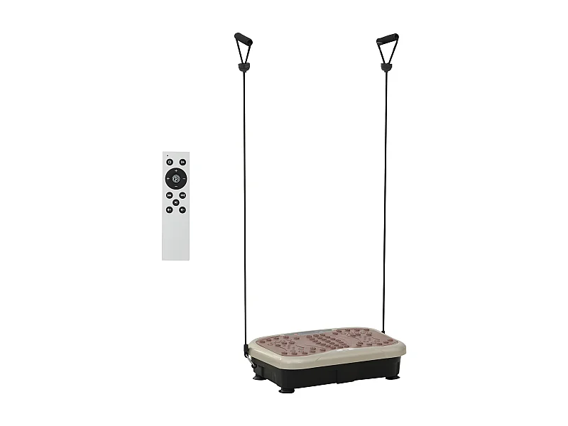Plateforme vibrante avec 99 niveaux, haut-parleur USB, écran LED et bandes de résistance, ABS, beige (54x33x14cm)