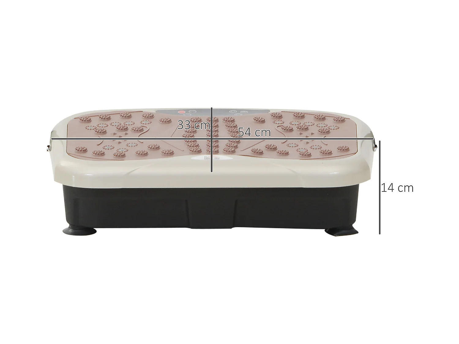 Plateforme vibrante avec 99 niveaux, haut-parleur USB, écran LED et bandes de résistance, ABS, beige (54x33x14cm)