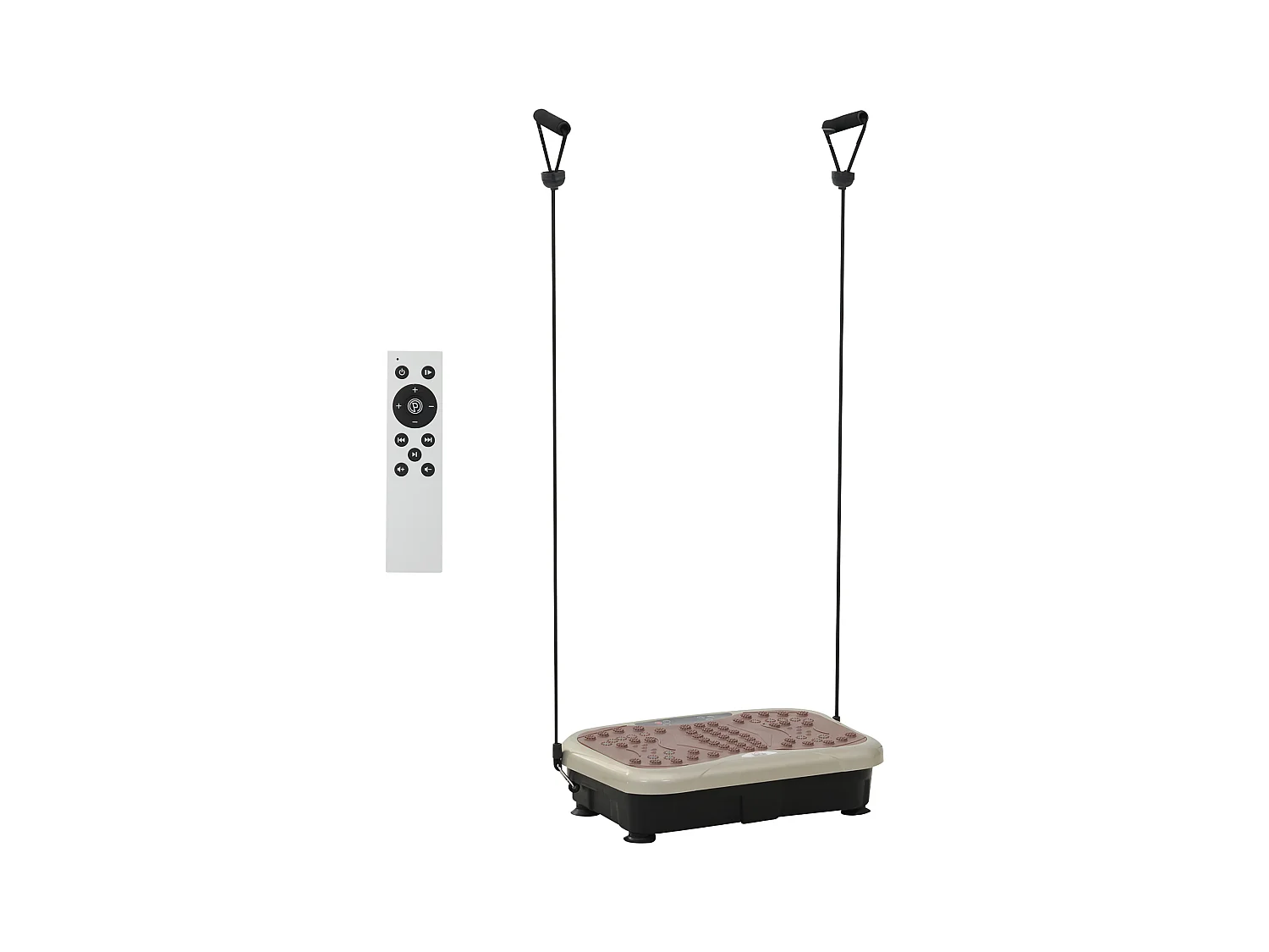Piattaforma vibrante con 99 livelli, altoparlante USB, display LED e fasce di resistenza, ABS, beige (54x33x14cm)