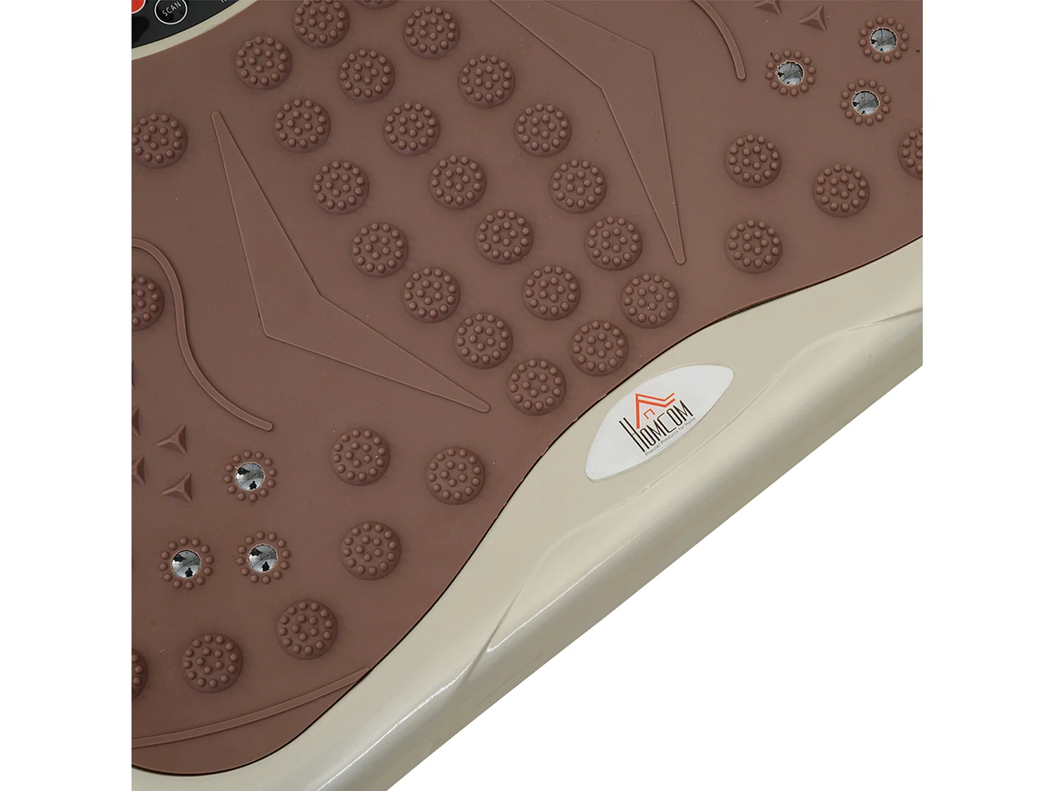 Plateforme vibrante avec 99 niveaux, haut-parleur USB, écran LED et bandes de résistance, ABS, beige (54x33x14cm)