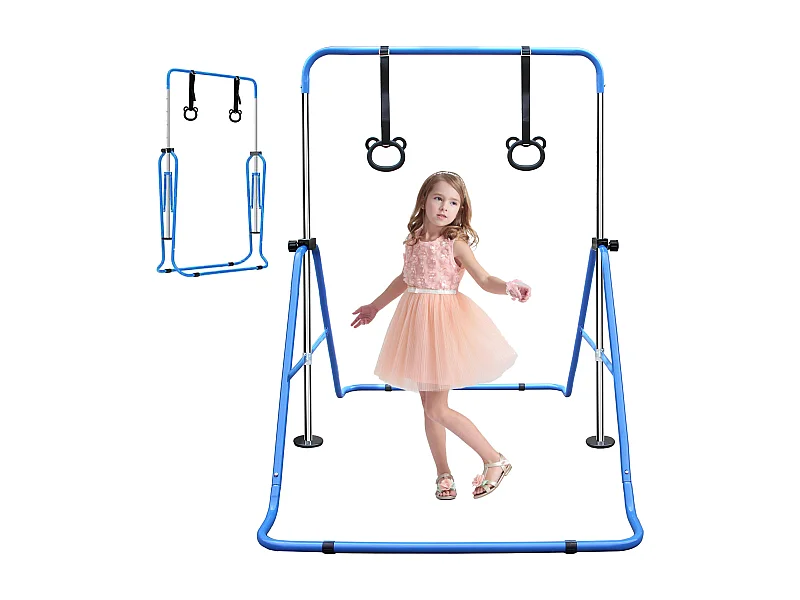 Uitschuifbare gymnastiekrek voor kinderen, in hoogte verstelbaar, opvouwbaar, staal, blauw (145x100x130 cm)