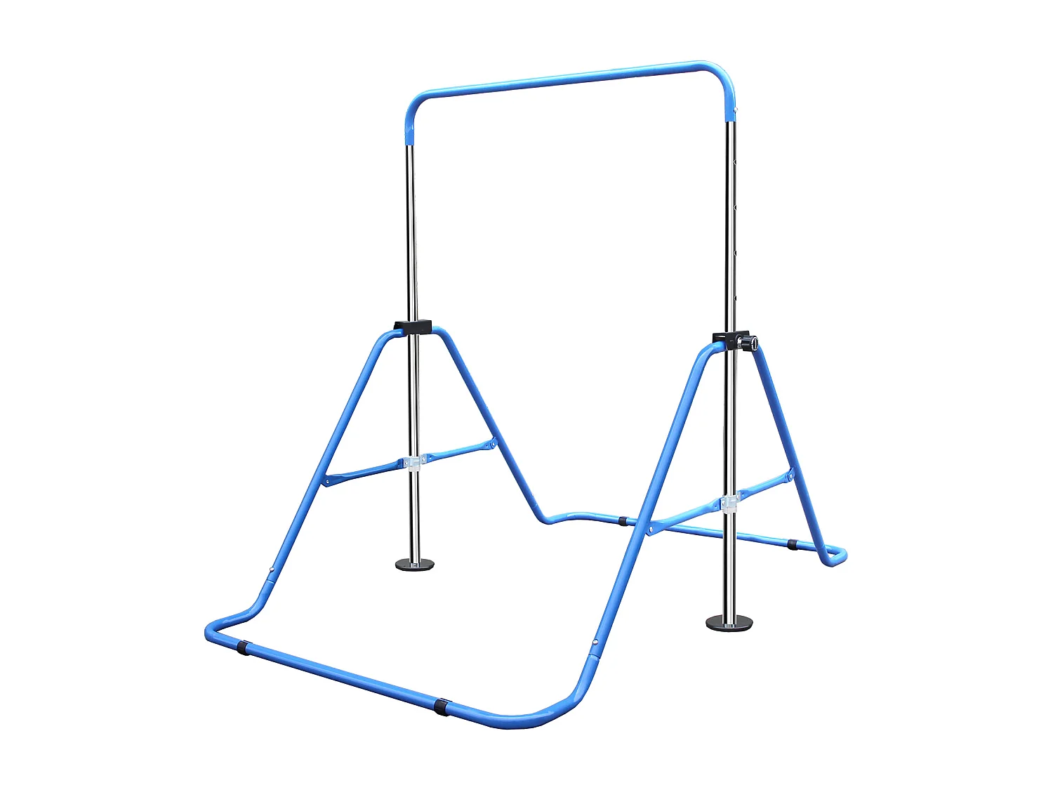 Barre de gymnastique extensible pour enfants, réglable en hauteur, pliable, acier, bleu (145x100x130 cm)