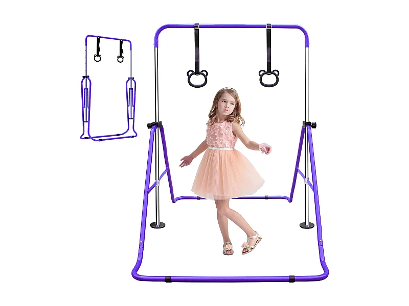 Uitschuifbare gymnastiekrek voor kinderen, in hoogte verstelbaar, staal, paars (145x100x130 cm)