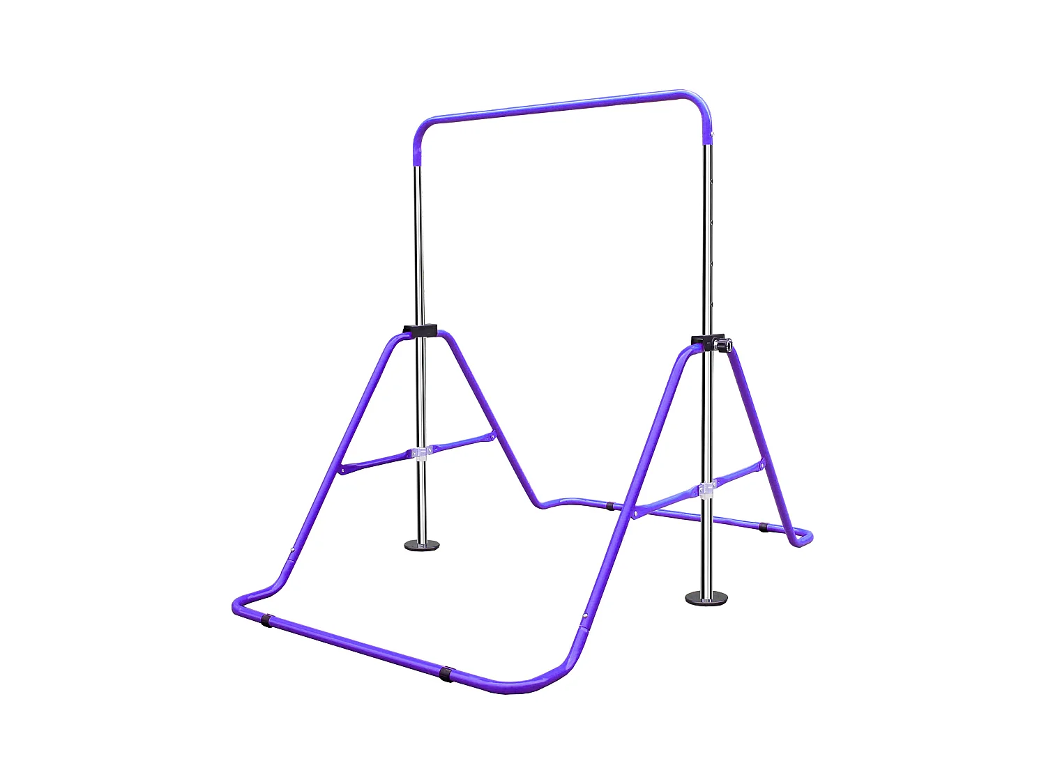 Barre de gymnastique extensible pour enfants, réglable en hauteur, acier, violet (145x100x130 cm)