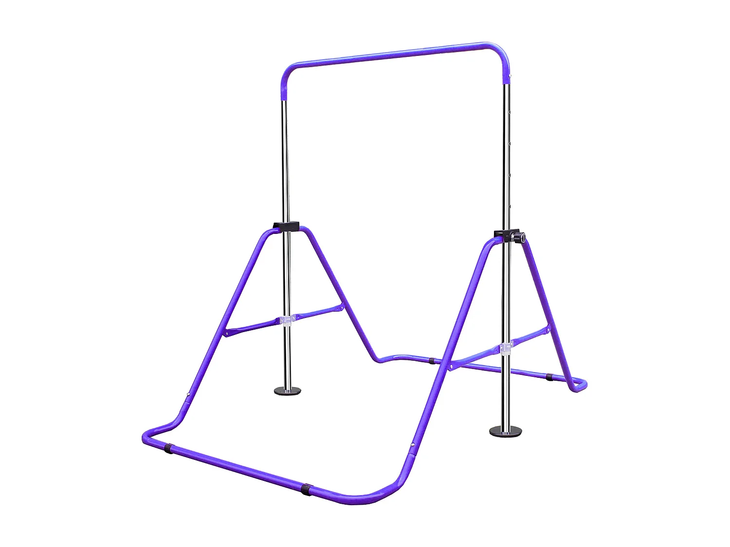 Barre de gymnastique extensible pour enfants, réglable en hauteur, acier, violet (145x100x130 cm)