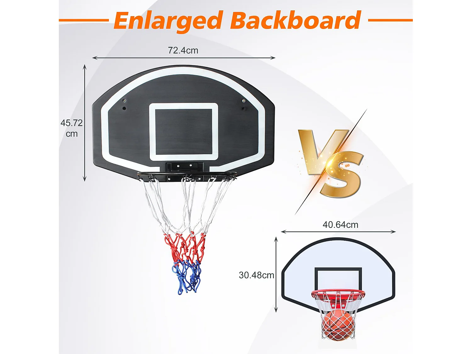 Panier de basket mural pour intérieur/extérieur, backboard en PE incassable, noir (72.4x45.72x20 cm)