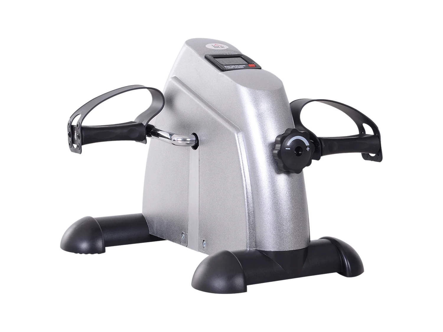 Vélo d'appartement mini pédalier, design compact avec écran LCD, polypropylène, argent (35x40x31cm)