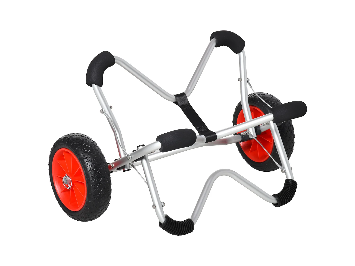 Chariot pliable pour kayak et bateau, aluminium résistant, roues PU, argenté (75x43x46 cm)