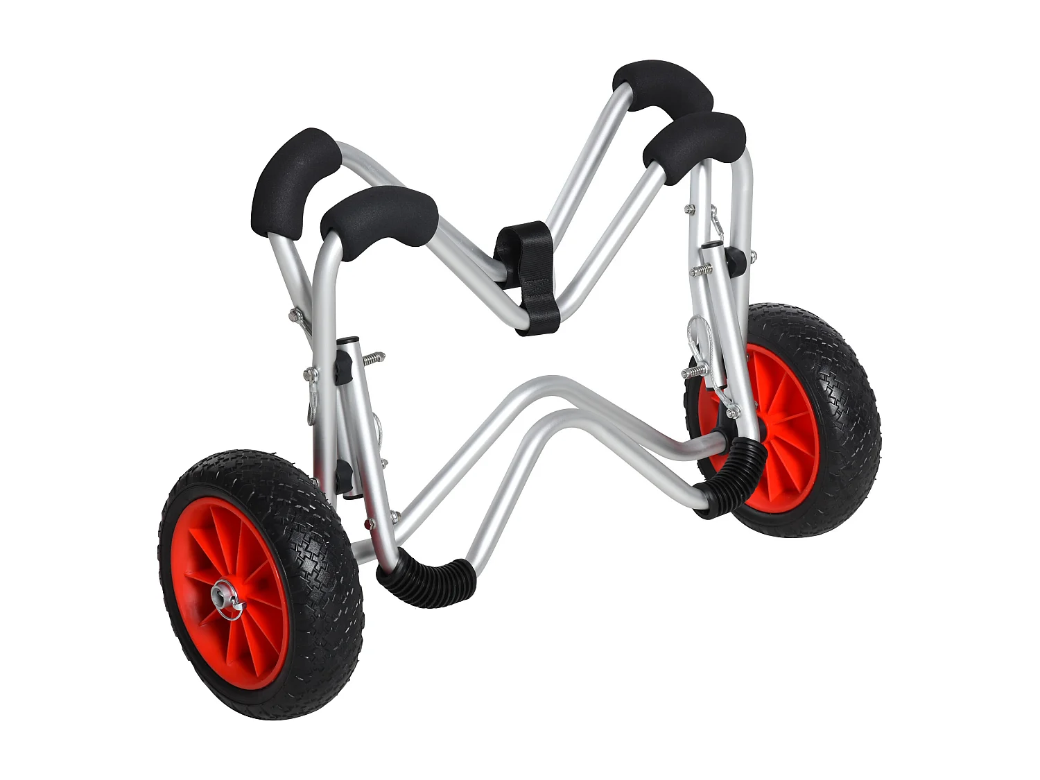 Chariot pliable pour kayak et bateau, aluminium résistant, roues PU, argenté (75x43x46 cm)