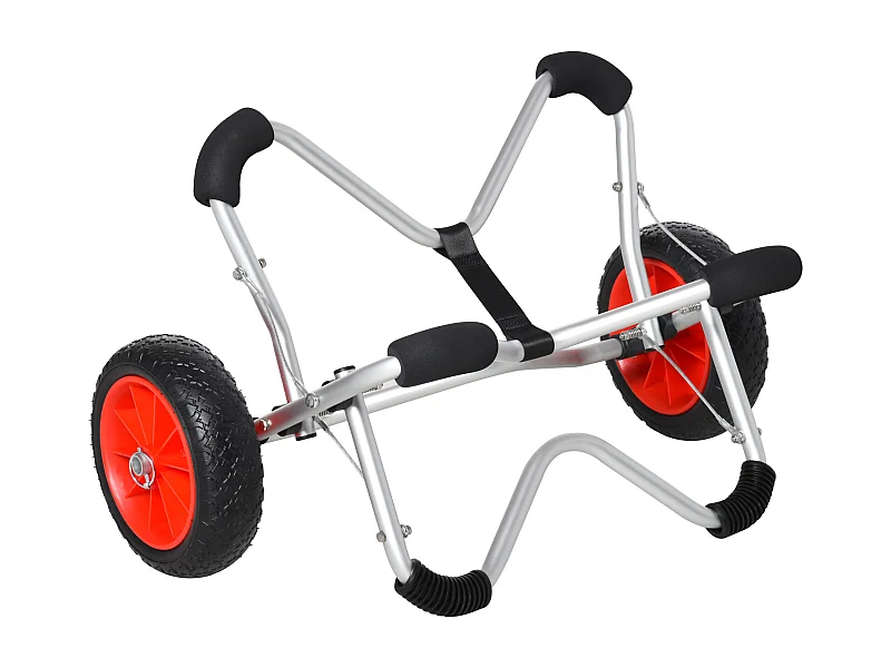 Chariot pliable pour kayak et bateau, aluminium résistant, roues PU, argenté (75x43x46 cm)