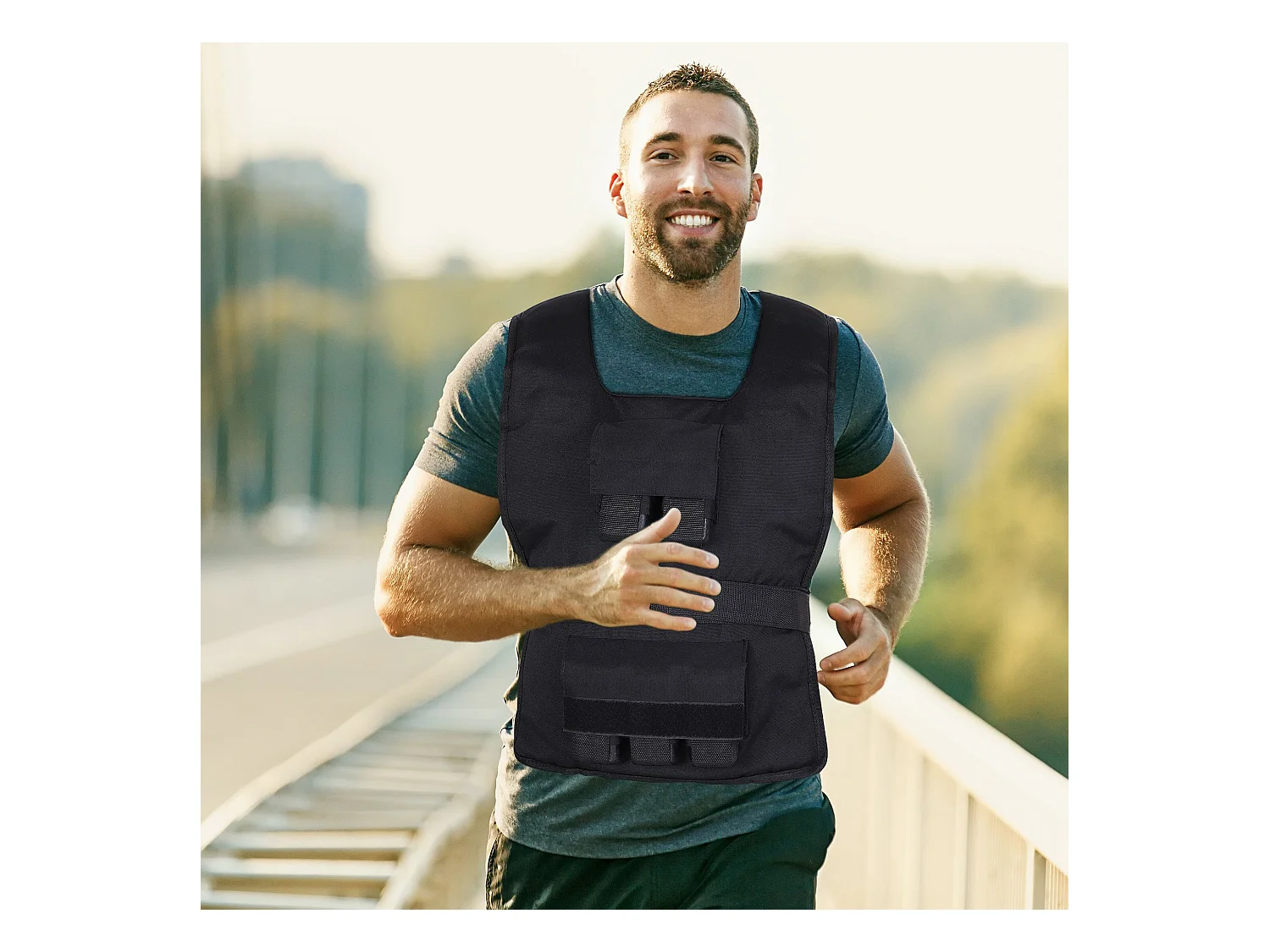 Gilet de poids ajustable 20 kg, Oxford, Noir, pour entraînement (36x52 cm)