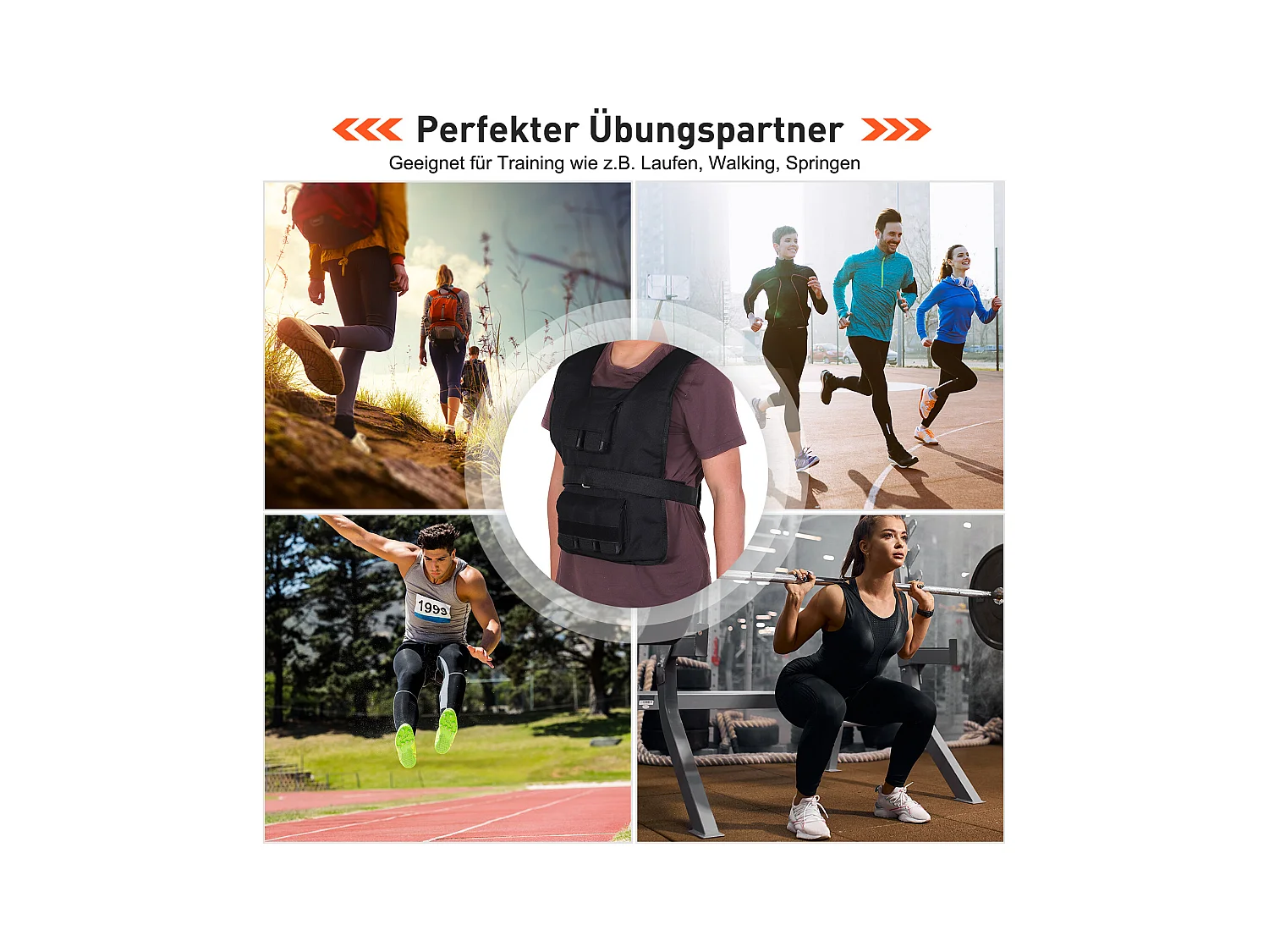 Gilet de poids ajustable 20 kg, Oxford, Noir, pour entraînement (36x52 cm)