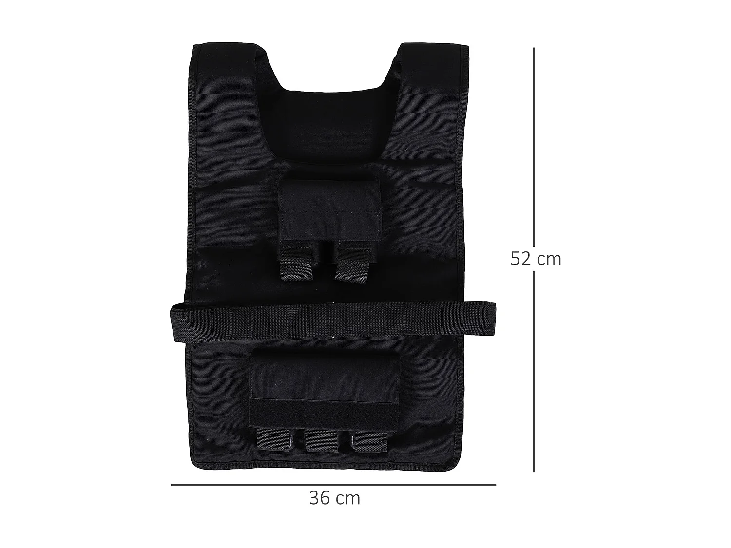 Verstelbaar gewichtsvest 20 kg, Oxford, zwart, voor training (36x52 cm)