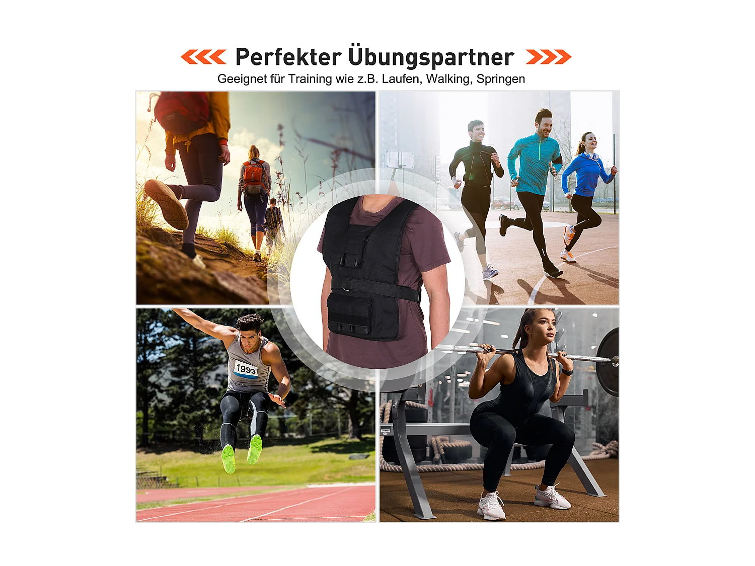 Verstelbaar gewichtsvest 20 kg, Oxford, zwart, voor training (36x52 cm)